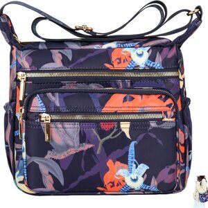 Canvas Crossbody Bag Women Waterproof Adjustable Multi-Pocket Travel Purse
